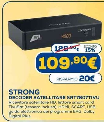 Euronics Strong Decoder Satellitare SRT7807TIVU offerta