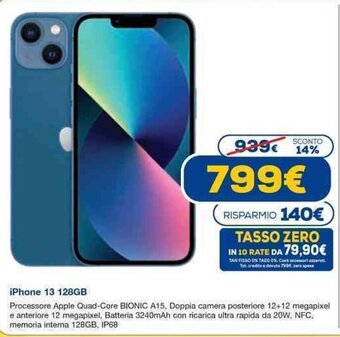 Euronics iPhone 13 128GB offerta