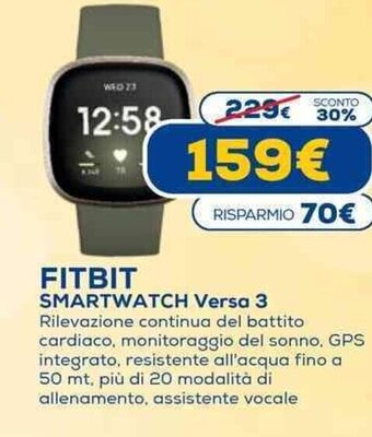 Euronics Fitbit Smartwatch Versa 3 offerta
