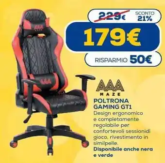 Euronics Poltrona Gaming GT1 offerta