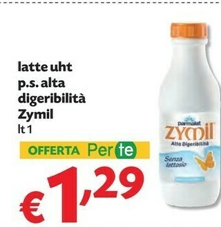 Pam Parmalat Zymil Latte Intero Alta Digeribilità Senza Lattosio UHT 1000 G(ml) offerta