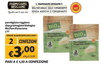 Pam Bio - Parmigiano Reggiano DOP Grattugiato Biologico 60 G(ml) offerta
