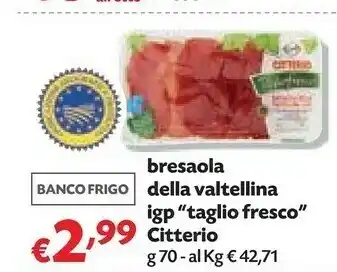 Pam Citterio Bresaola Della Valtellina 70 G(ml) offerta