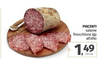 Pam Piacenti Salame Finocchiona IGP offerta