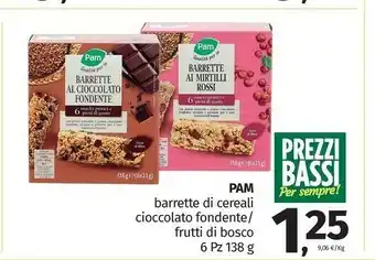 Pam Pam - Barrette Di Cereali Con Cioccolato Fondente 138 G(ml) offerta