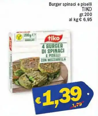 Ard Discount Tiko Burger spinaci e piselli gr. 200 offerta