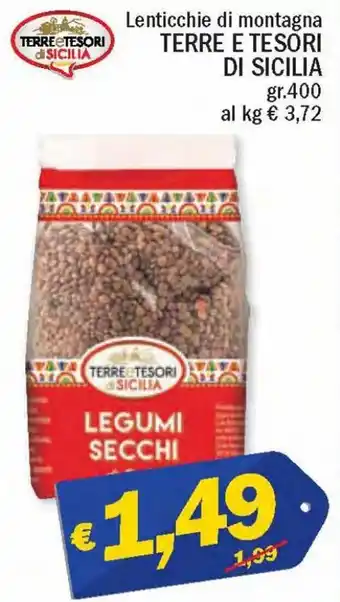Ard Discount Terre e Tesori di Sicilia Lenticchie di montagna gr. 400 offerta