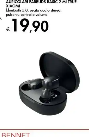 Bennet Xiaomi Mi True Wireless Earbuds Basic 2 Cuffie Auricolare Nero Bluetooth offerta