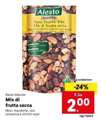 Italmark Alesto Selection Mix di frutta secca Noci, mandorle, uva sultanina e mirtilli rossi 200 g offerta