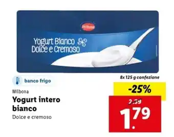 Italmark Milbona Yogurt intero bianco Dolce e cremoso 8x 125 g offerta