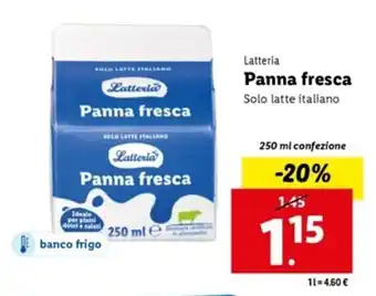 Italmark Latteria Panna fresca Solo latte italiano 250 ml offerta