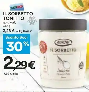 Coop Tonitto Sorbetto offerta