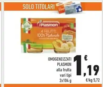 Conad Plasmon Omogeneizzati Alla Frutta 2 X 104 G offerta