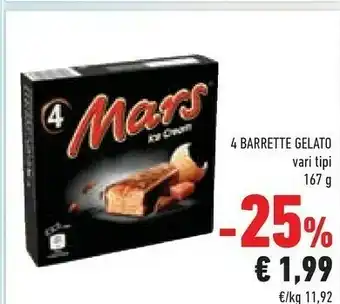 Conad Mars 4 Barrette Gelato 167 G offerta