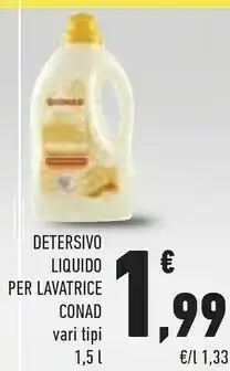 Conad Conad Detersivo Liquido Per Lavatrice 1,5 L offerta