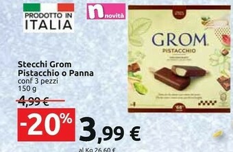 Carrefour Grom Stecchi Pistacchio O Panna offerta