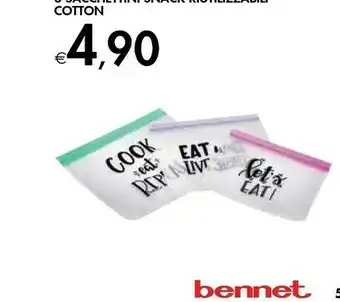 Bennet 3 Sacchettii Snack Riutiuzzabli Cotton offerta