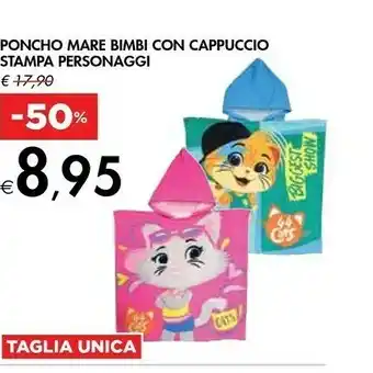 Bennet Poncho Mare Bimbi Con Cappuccio Stampa Personaggi offerta