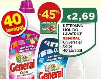 Crai General 45 Feta La Detersivo Liquido Lavatrice Carta Pii Lavaggi General Unlversale/ Color Lavi Tanto, Risparmi Tant 40 Lavag offerta