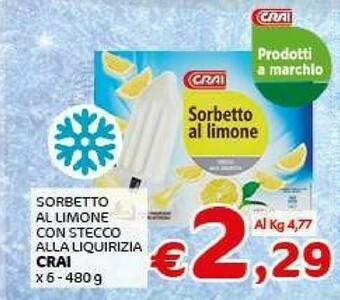 Crai Crai Sorbetto Al Limone Con Stecco Alla Liquirizia offerta