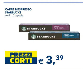 Esselunga Starbucks Caffe' Nespresso conf. 10 capsule offerta