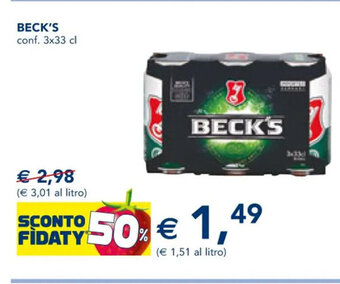 Esselunga Beck's conf. 3x33 cl offerta