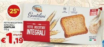 Crai Gentilini Fette Biscottate Integrali 175 G(ml) offerta
