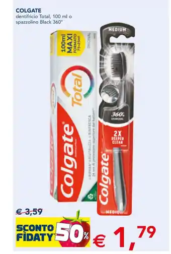 Esselunga Colgate dentifricio Total. 100 ml o spazzolino Black 360 offerta