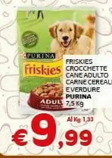 Crai Purina Friskies Crocchette Cane Adulto Carne Cereali E Verdure offerta