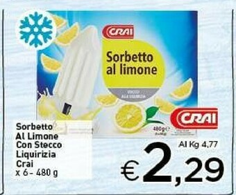 Crai Crai Sorbetto Al Limone Con Stecco Liquirizia offerta