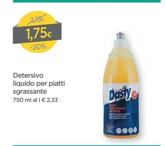 DPiù Dasty Detersivo Liquido Per Piatti Sgrassante offerta