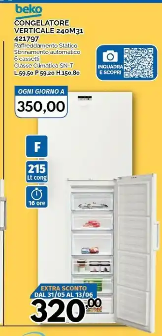 Orizzonte Beko Congelatore verticale offerta
