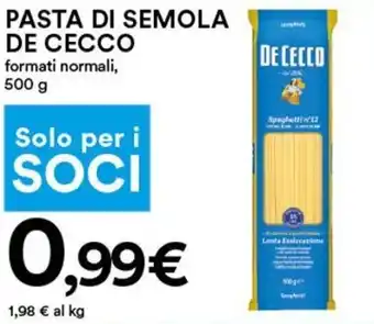 Coop Superstore De Cecco Pasta di Semola 500 g offerta