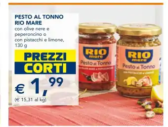 Esselunga Rio Mare Pesto Al Tonno con olive nere e peperoncino o con pistacchi e limone, 130 g offerta