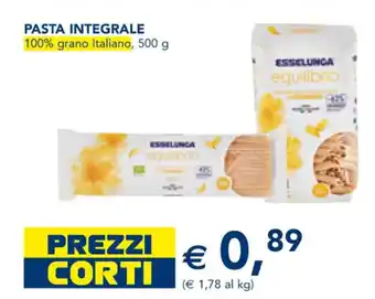 Esselunga Pasta Integrale 100% grano Italiano, 500 g offerta