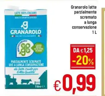 A&O Granarolo latte parzialmente scremato a lunga conservazione 1 L offerta