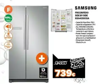 Expert Samsung RS54N3003SA Frigorifero Side-by-side Libera Installazione F Argento offerta