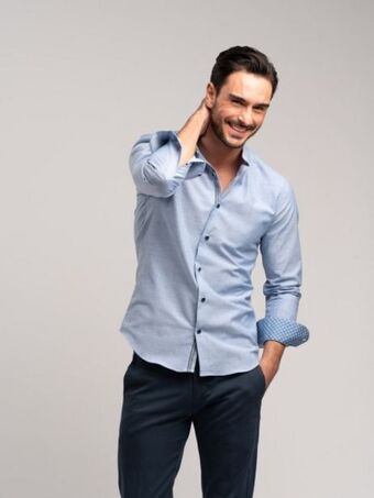 Invidia Camicia uomo tinta unita cotone fiammato con collo coreana offerta