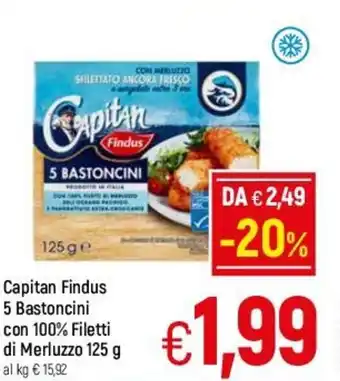 A&O Capitan Findus 5 Bastoncini Con 100% Filetti di Merluzo 125 g offerta