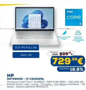 Euronics HP Notebook 17 - cn0011nl offerta