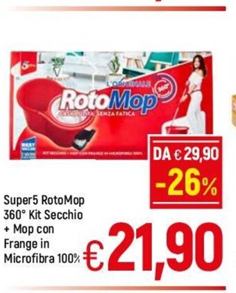 A&O RotoMop Super5 360 Kit Secchio + Mop con Frange in Microfibra 100% offerta