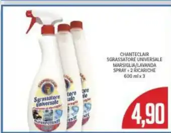 Supermercati Piccolo Chanteclair Sgrassatore Universale Marsiglia/Lavanda Spray + 2 Ricariche 600 ml x 3 offerta