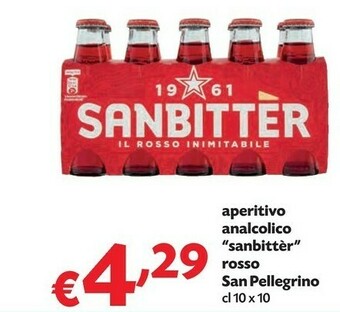 Pam San Pellegrino Aperitivo Analcolico Sanbittèr Rosso offerta
