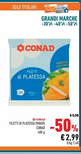 Conad Filetti di platessa panata conad offerta
