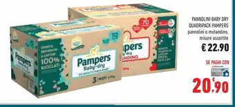 Conad Pannolini baby dry quadripack pampers offerta