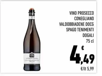 Conad City Vino prosecco conegliano valdobbiadene docg spago tenimenti dogali offerta