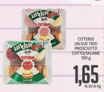 Supermercati Piccolo Citterio Un Due Tris! Prosciutto Cotto/Salame 100 g offerta