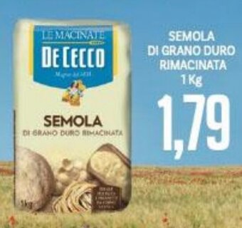 Supermercati Piccolo De Cecco Semola Di Grano Duro Rimacinata 1 kg offerta