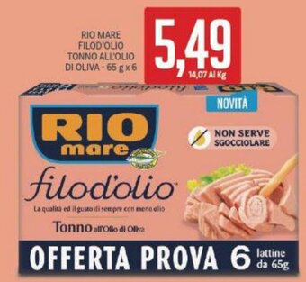 Supermercati Piccolo Rio Mare Filod'Olio Tonno All'Olio Di Oliva - 65 g x 6 offerta
