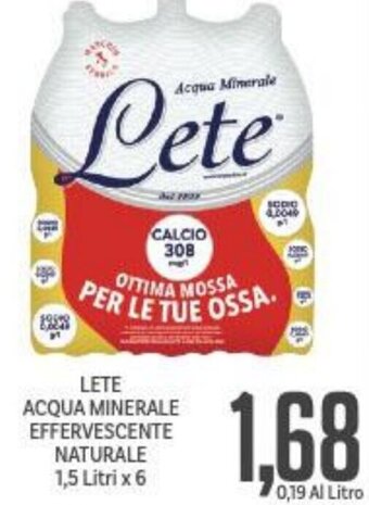 Supermercati Piccolo Lete Acqua Minerale Effervescente Naturale 1.5 Litri x 6 offerta